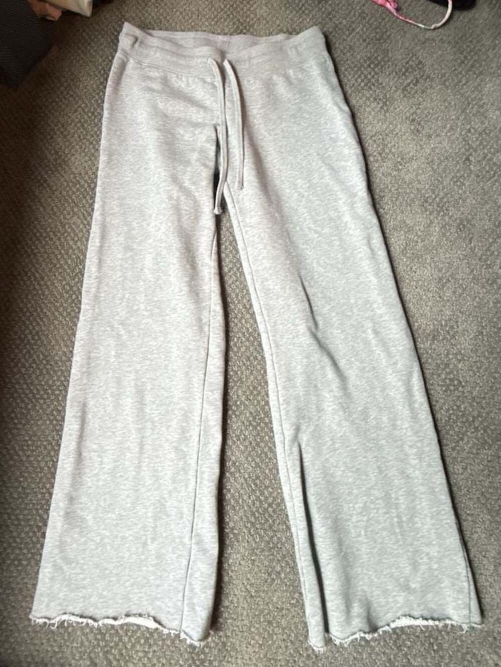 John Galt Heather Grey Raw Hem Wide Leg Lounge Sweatpants
